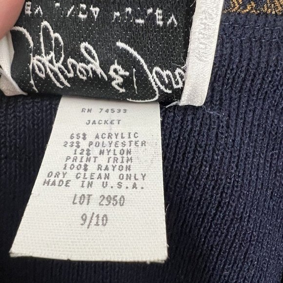 Vtg Jeffrey and Dara Women's Sz 9/10 Blue and Paisley Blazer Jacket Lace Collar - Picture 8 of 12